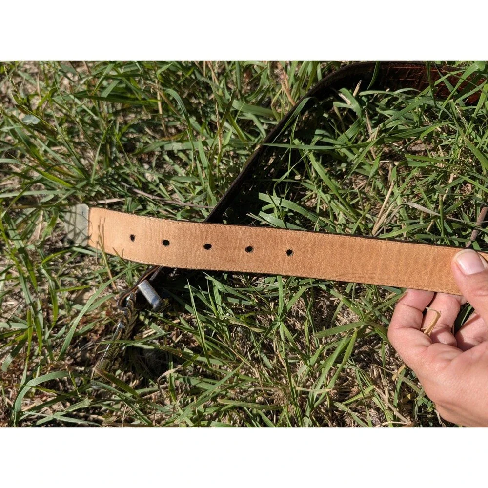 Brighton Vintage 1995 Cupid Angel Brown Croc Leather Women's Belt Size Medium